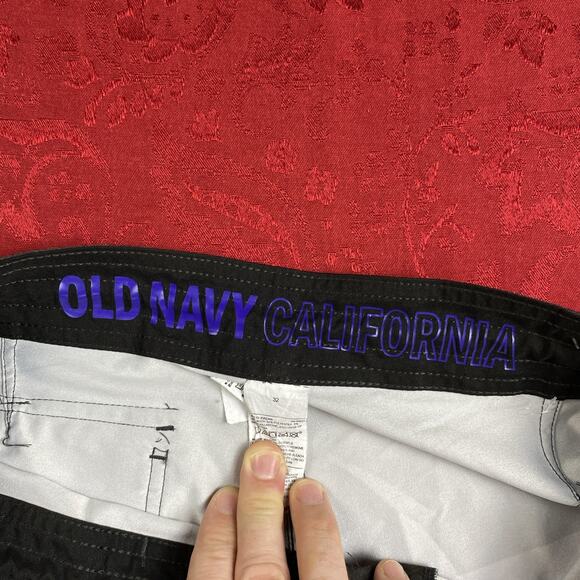 Old Navy California Men 32 BLK Blue Gray Board Shorts Swim Trunks - Picture 3 of 8